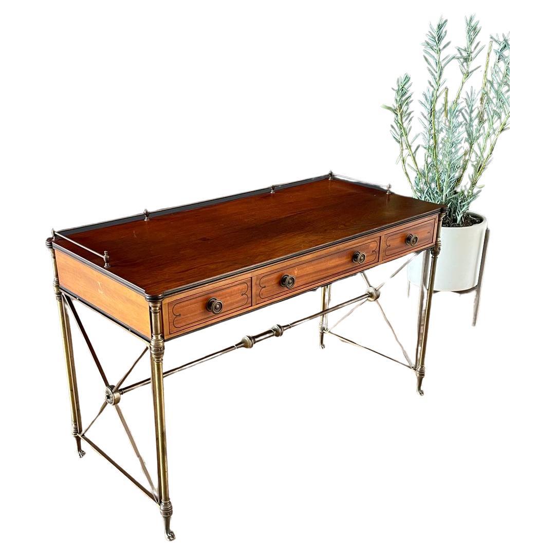 English Regency Style Rosewood & Brass Campaign Desk