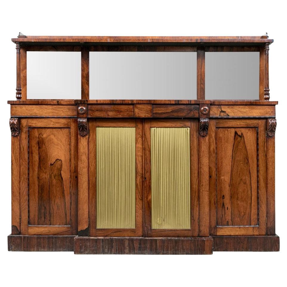 English Regency Style Rosewood Chiffonier With Mirrored Back