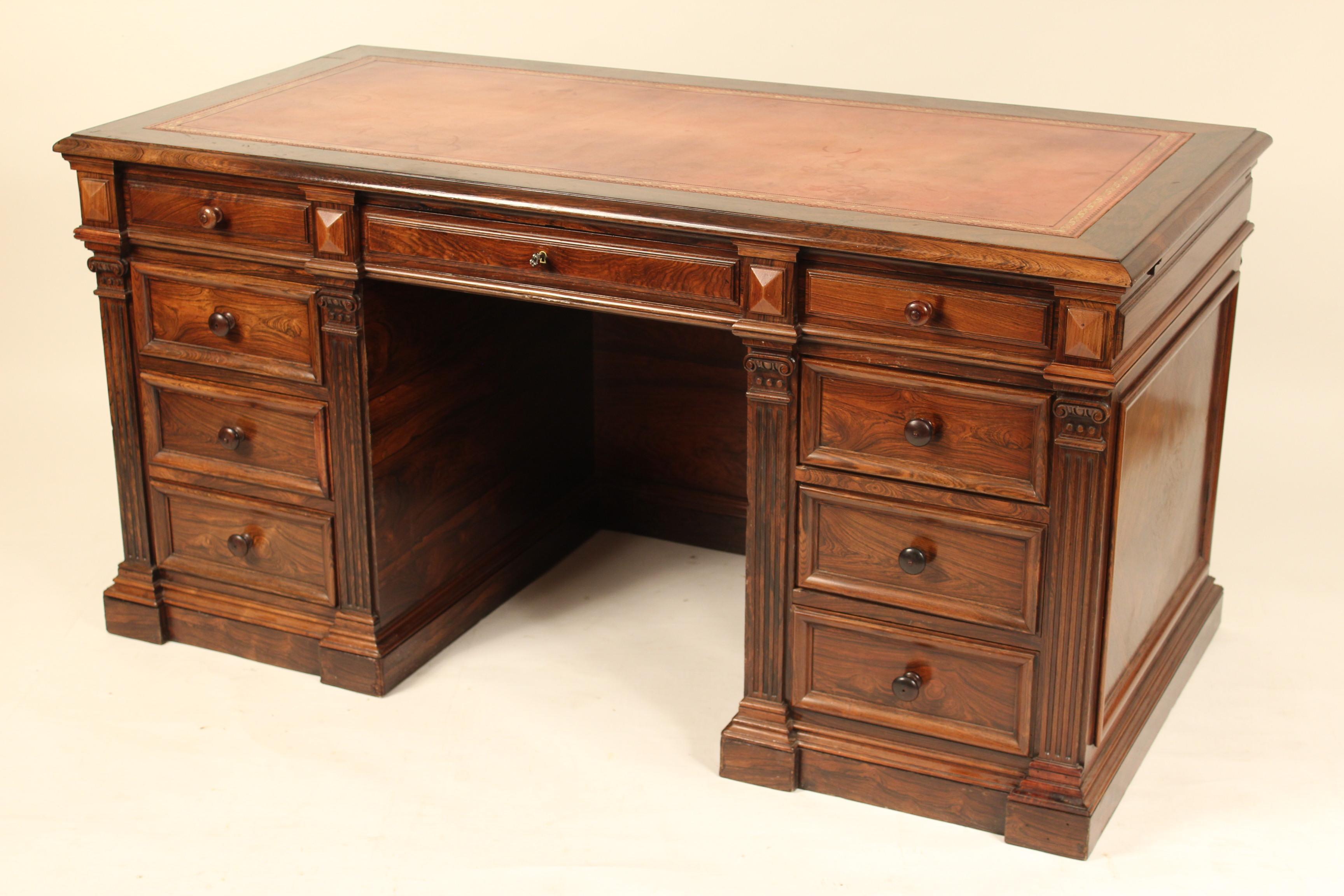 European English Regency Style Rosewood Leather Top Desk