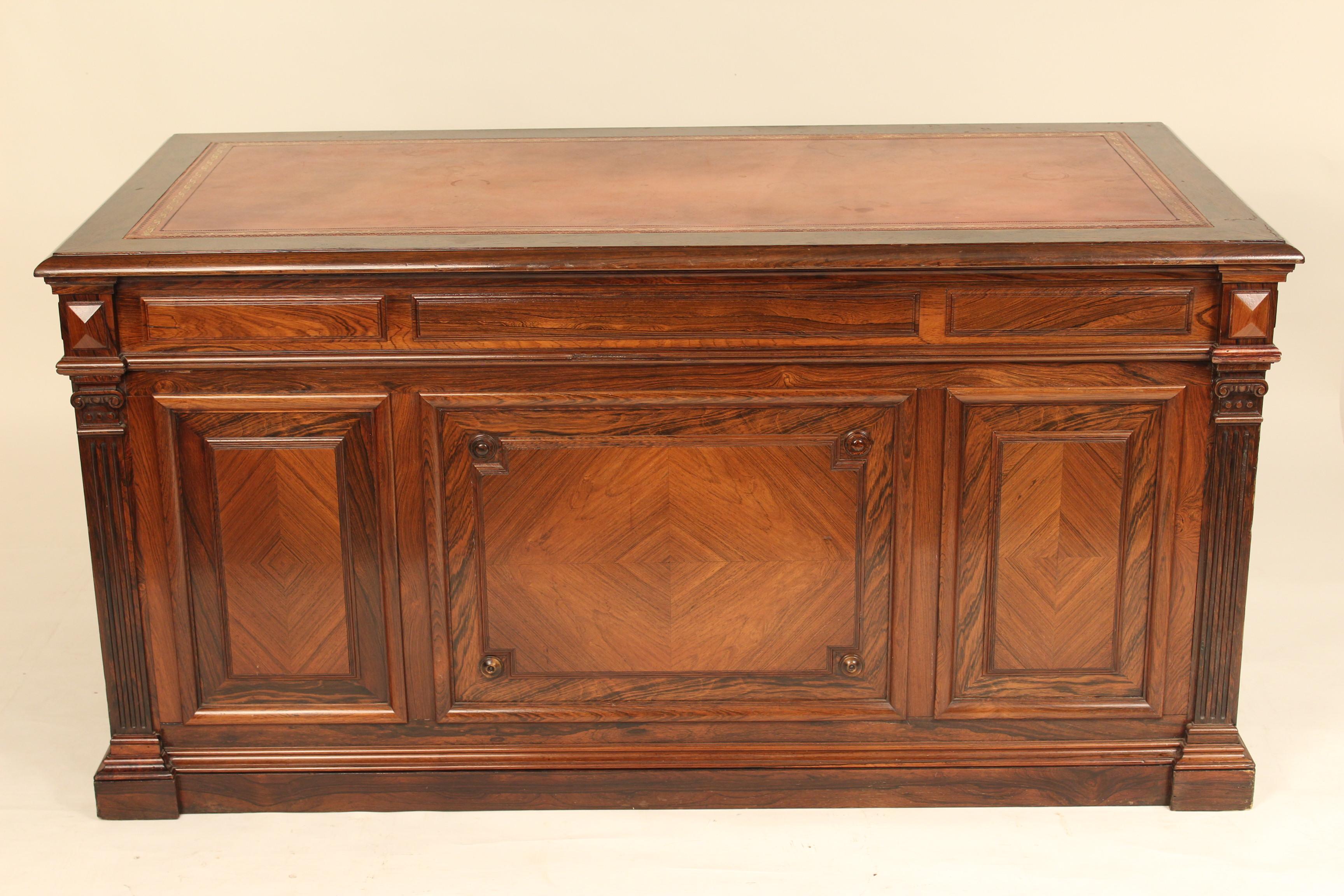 English Regency Style Rosewood Leather Top Desk 2