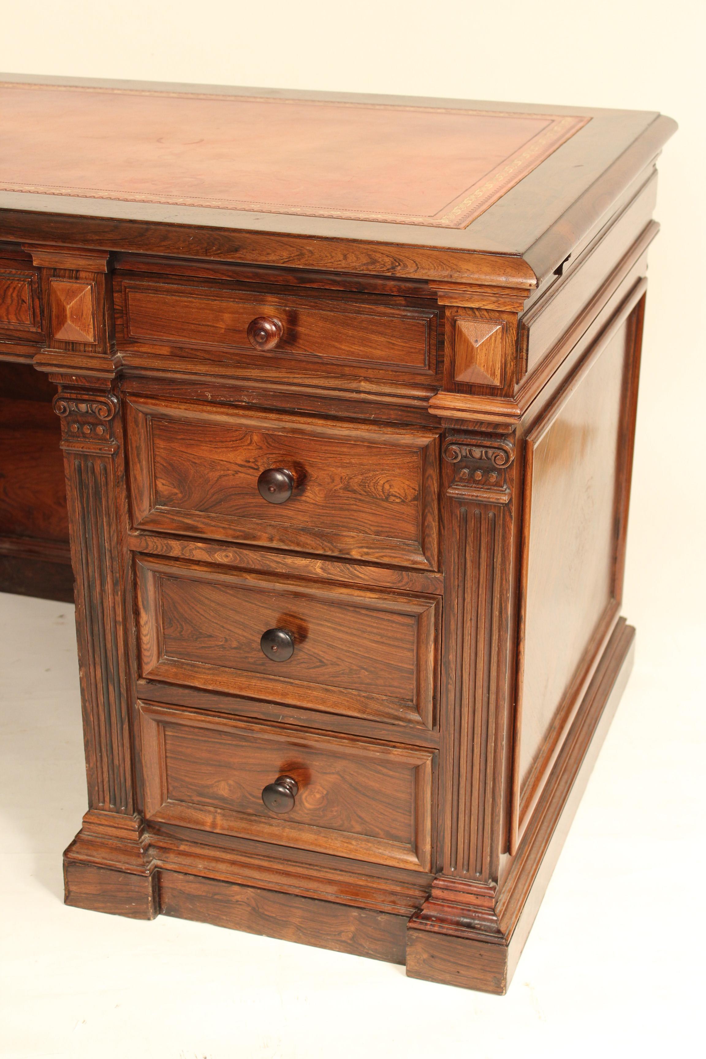 English Regency Style Rosewood Leather Top Desk 3