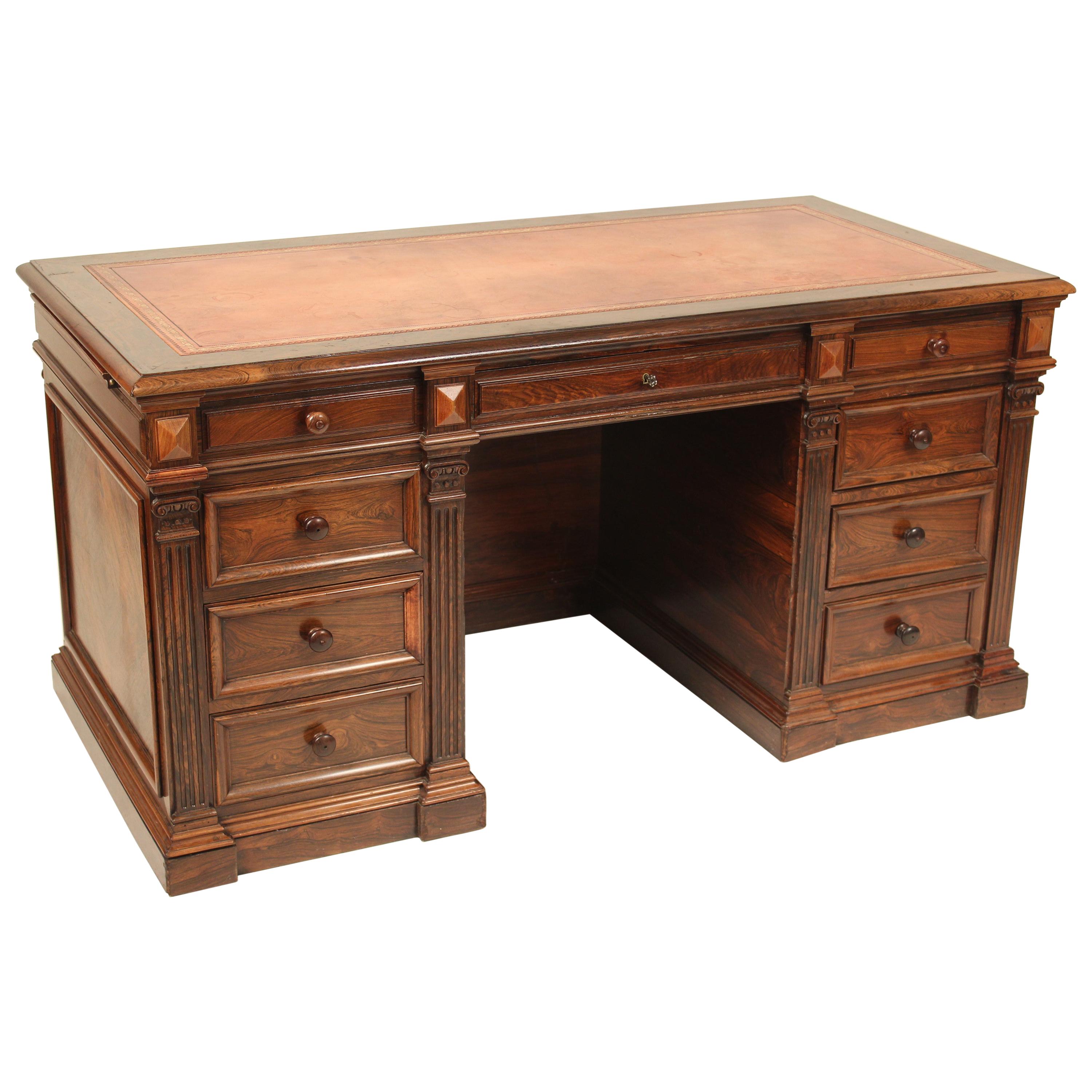 English Regency Style Rosewood Leather Top Desk