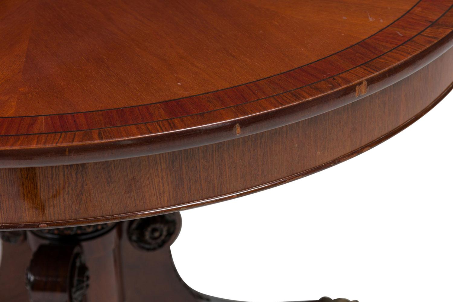 Brass English Regency style Round Center Table For Sale