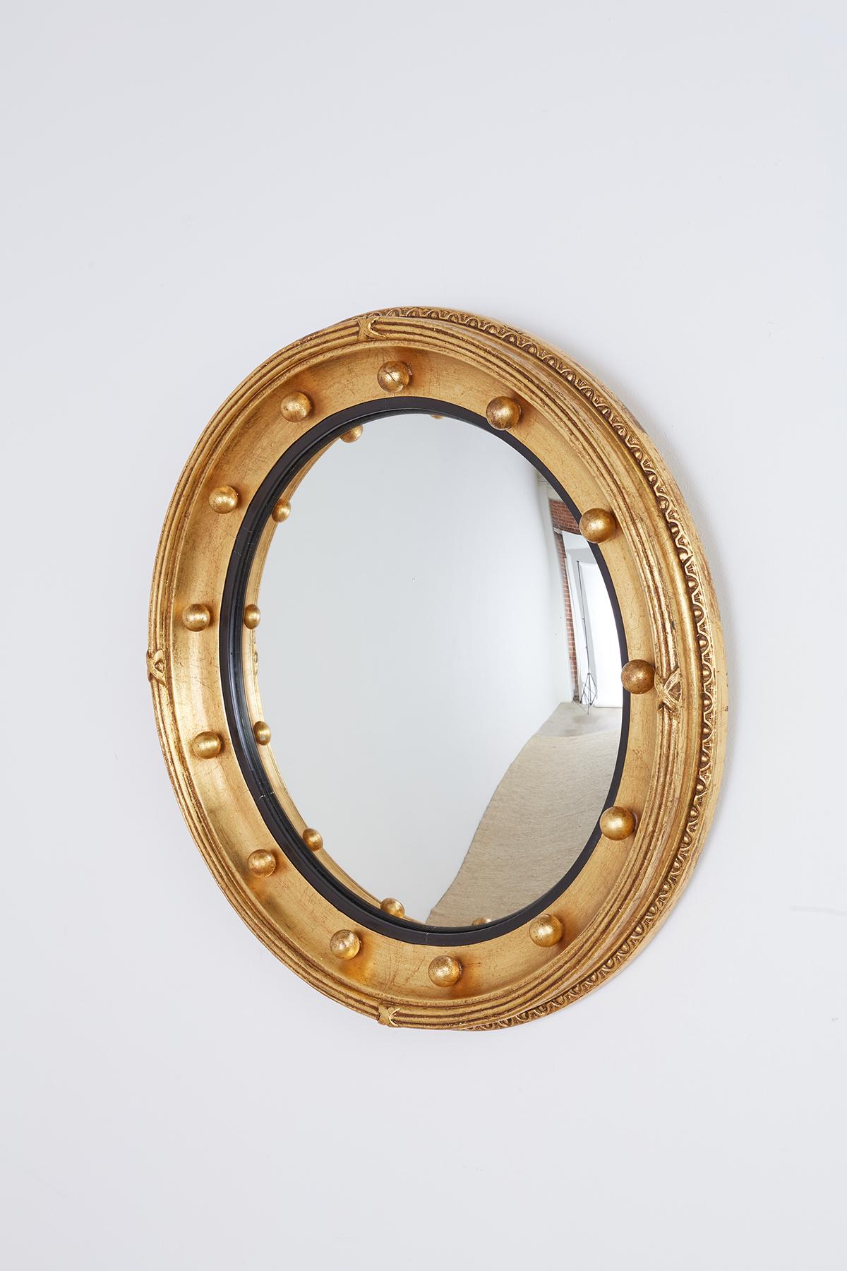 American English Regency Style Round Convex Bullseye Mirror