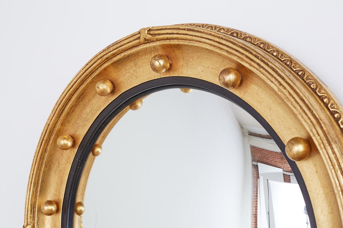 20th Century English Regency Style Round Convex Bullseye Mirror