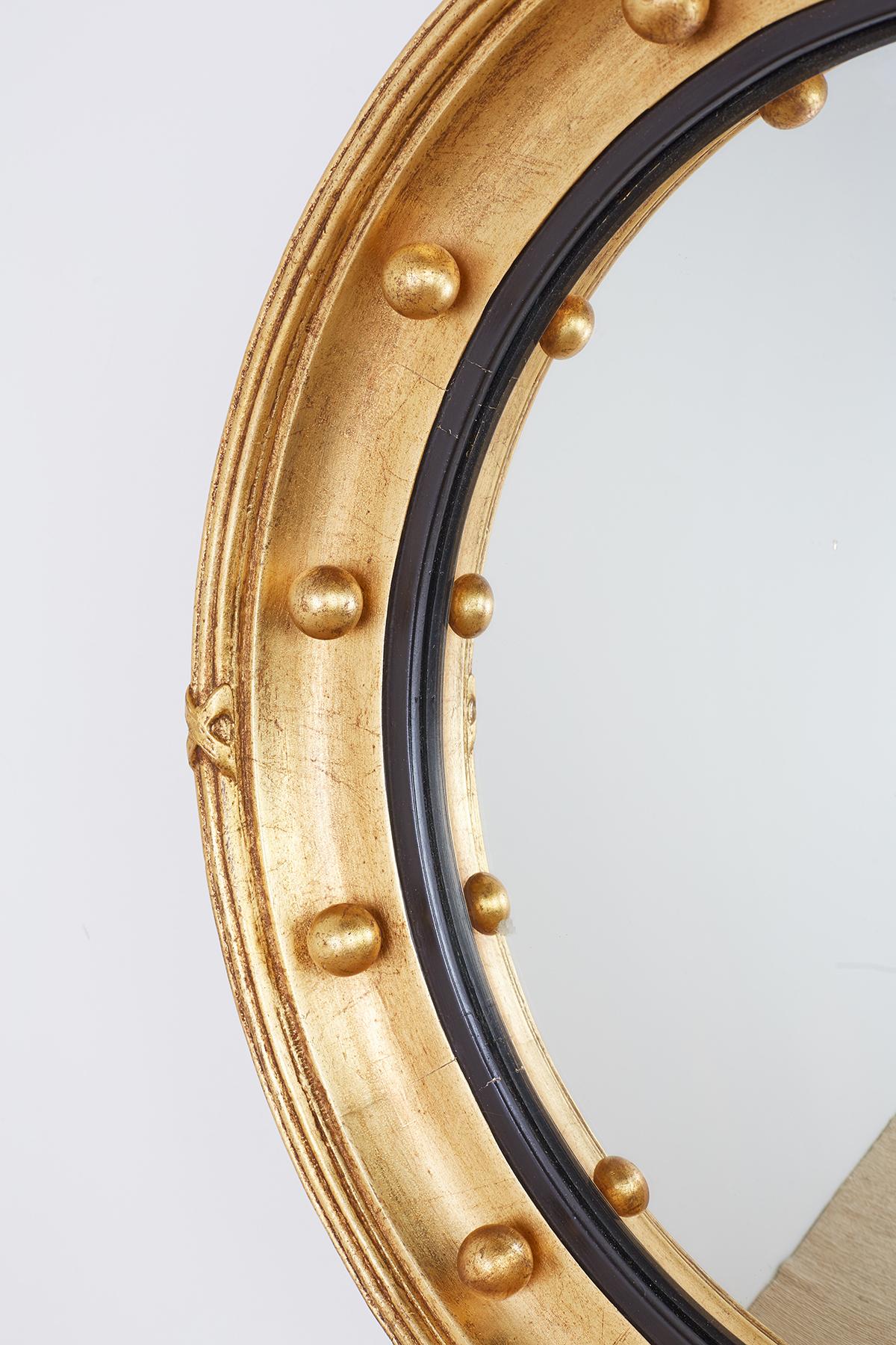 English Regency Style Round Convex Bullseye Mirror 1
