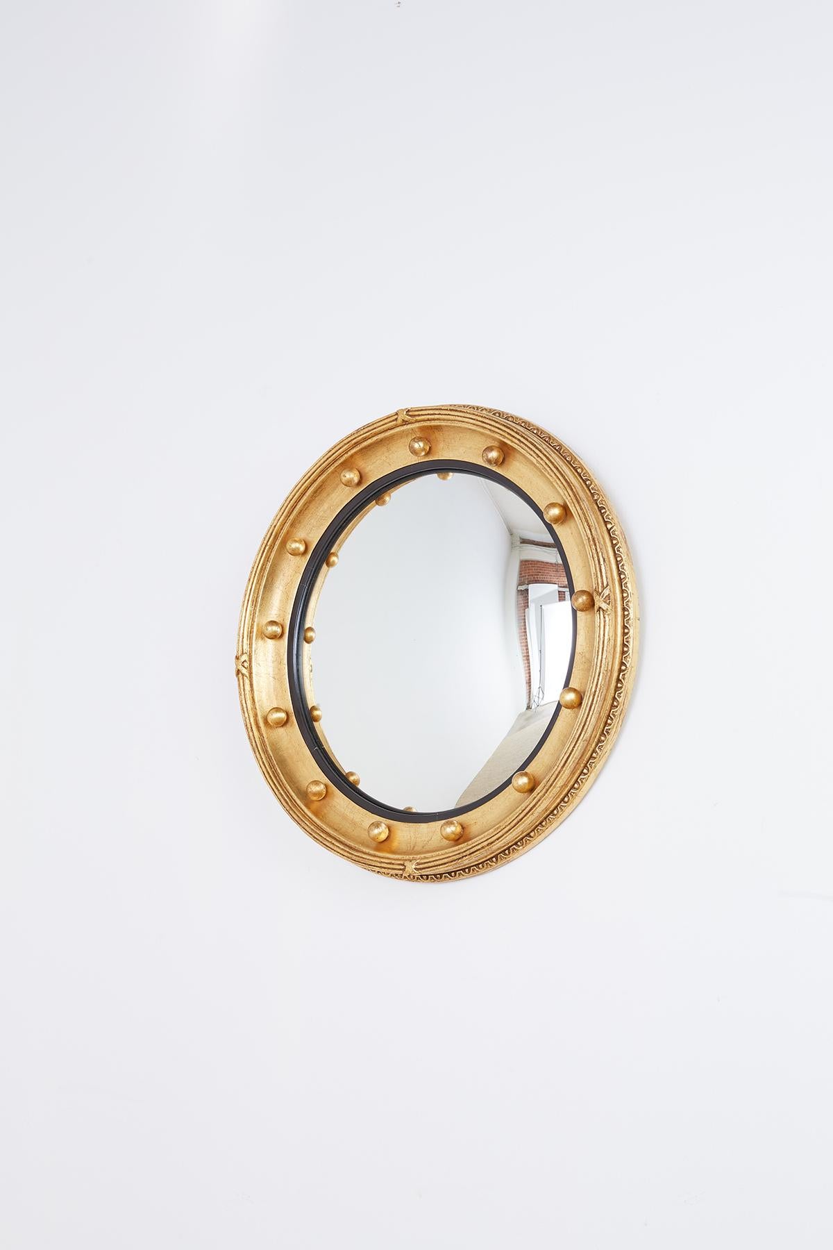English Regency Style Round Convex Bullseye Mirror 2