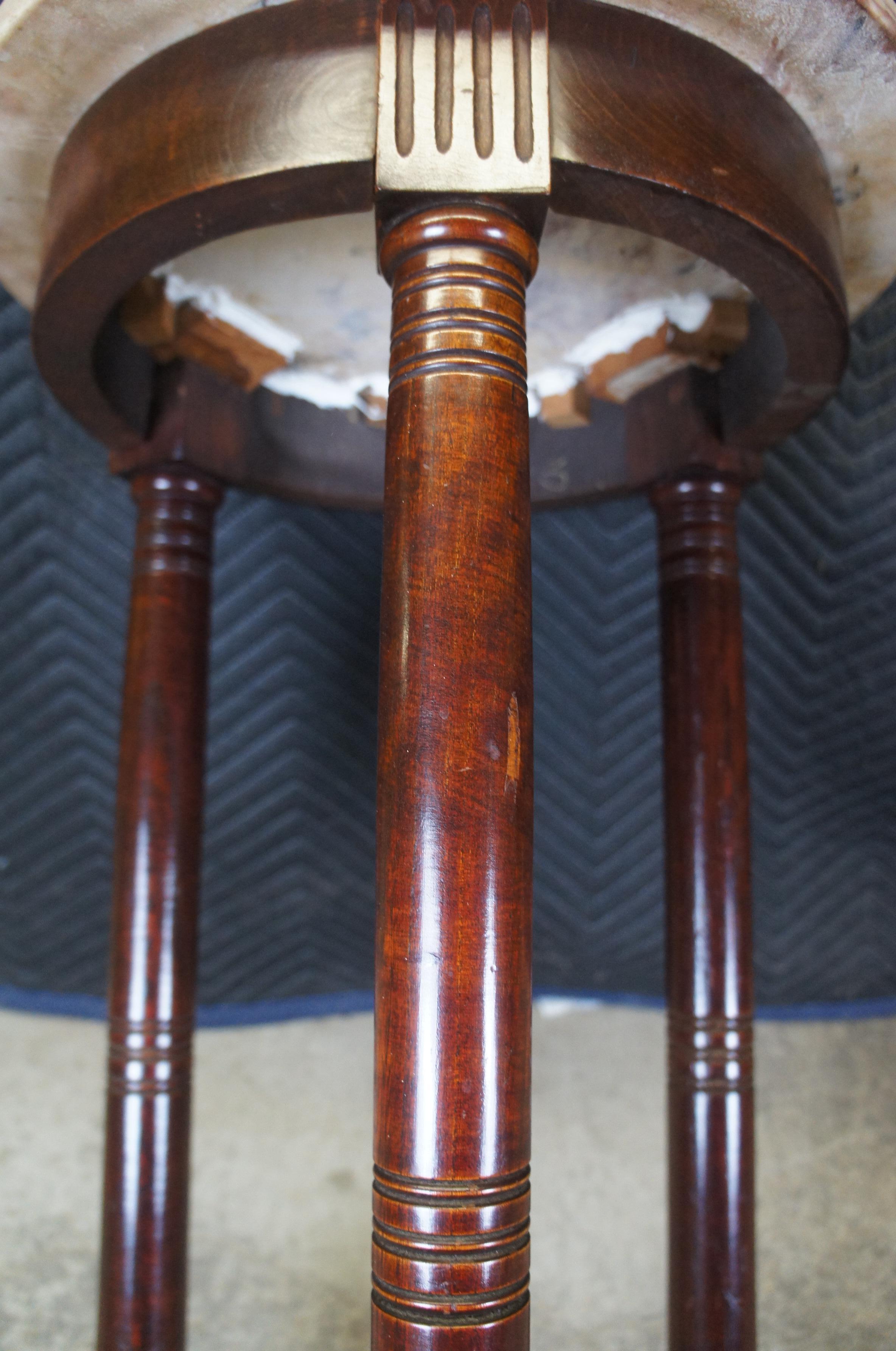 English Regency Style Round Marble Mahogany Pedestal Table Plant Stand 29