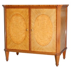 English Regency Style Satinwood and Burl Walnut Inlaid and Banded Credenza