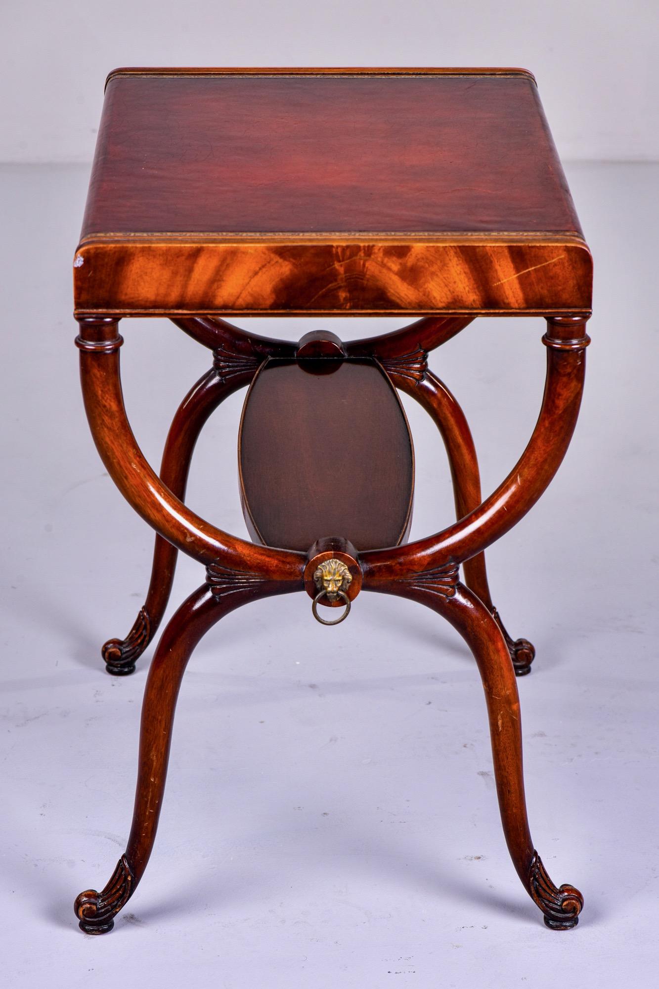 English Regency Style Side Table with Tooled Red Leather Top 3