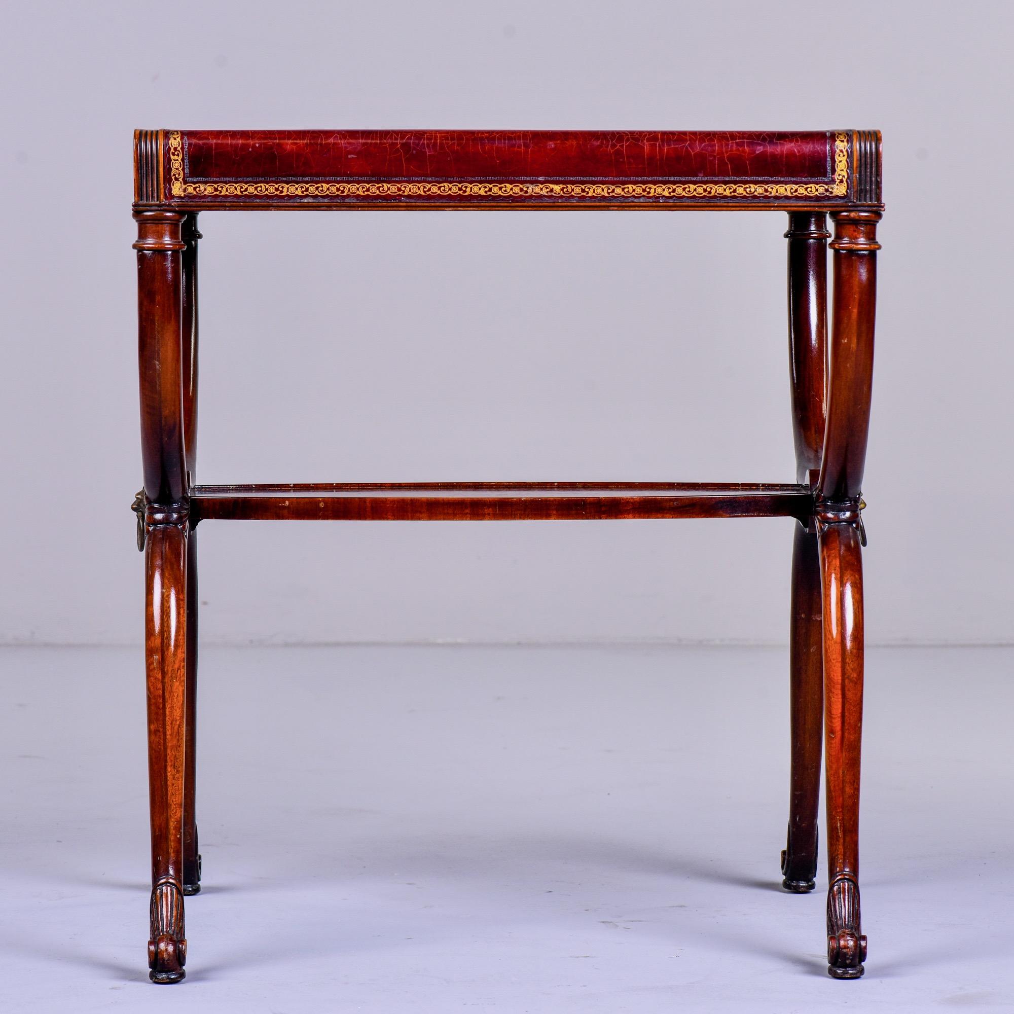 English Regency Style Side Table with Tooled Red Leather Top 6