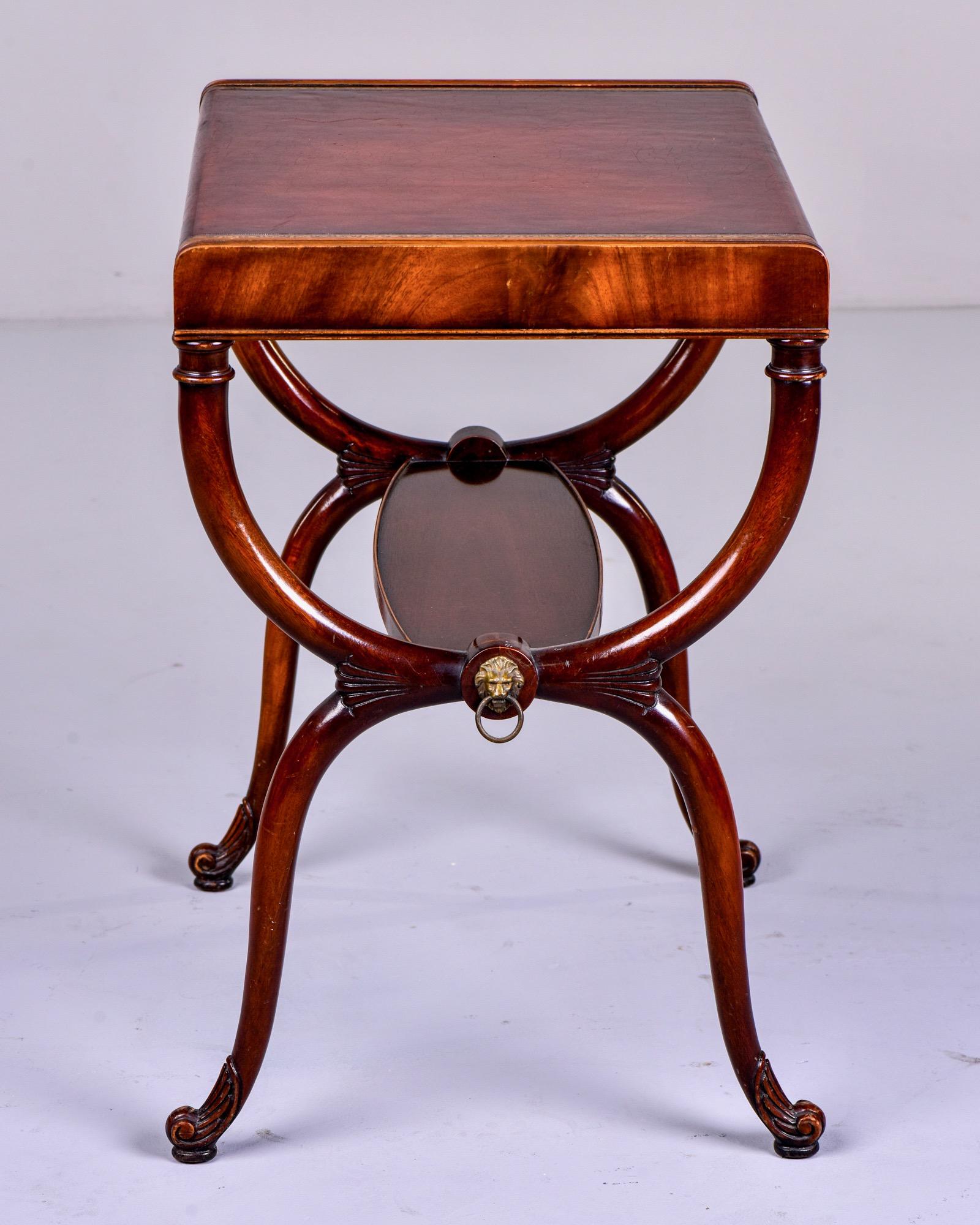 20th Century English Regency Style Side Table with Tooled Red Leather Top