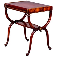 English Regency Style Side Table with Tooled Red Leather Top