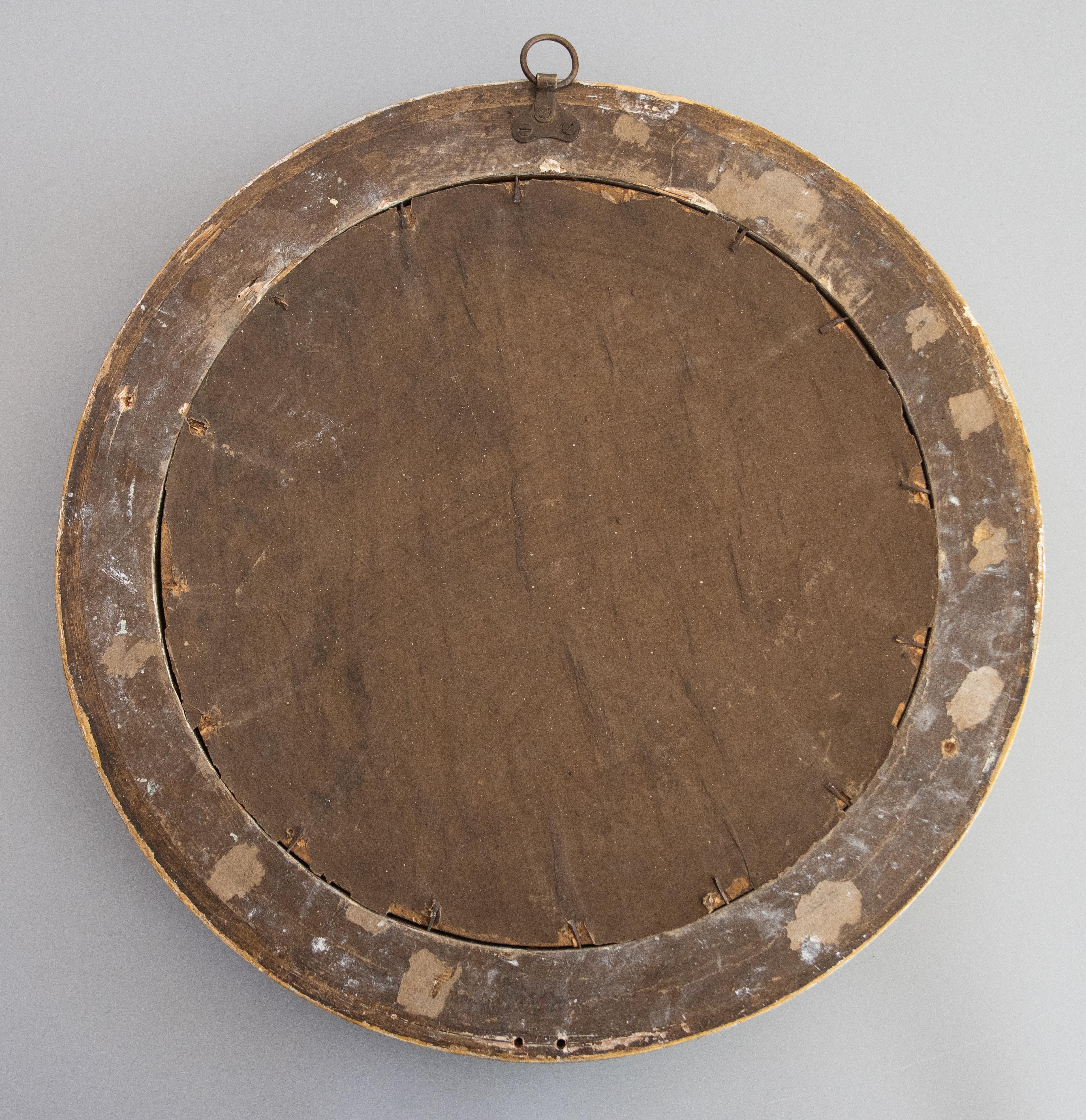 English Regency Style Silver Gilt Wood Bullseye Convex Mirror, Circa 1930 For Sale 1