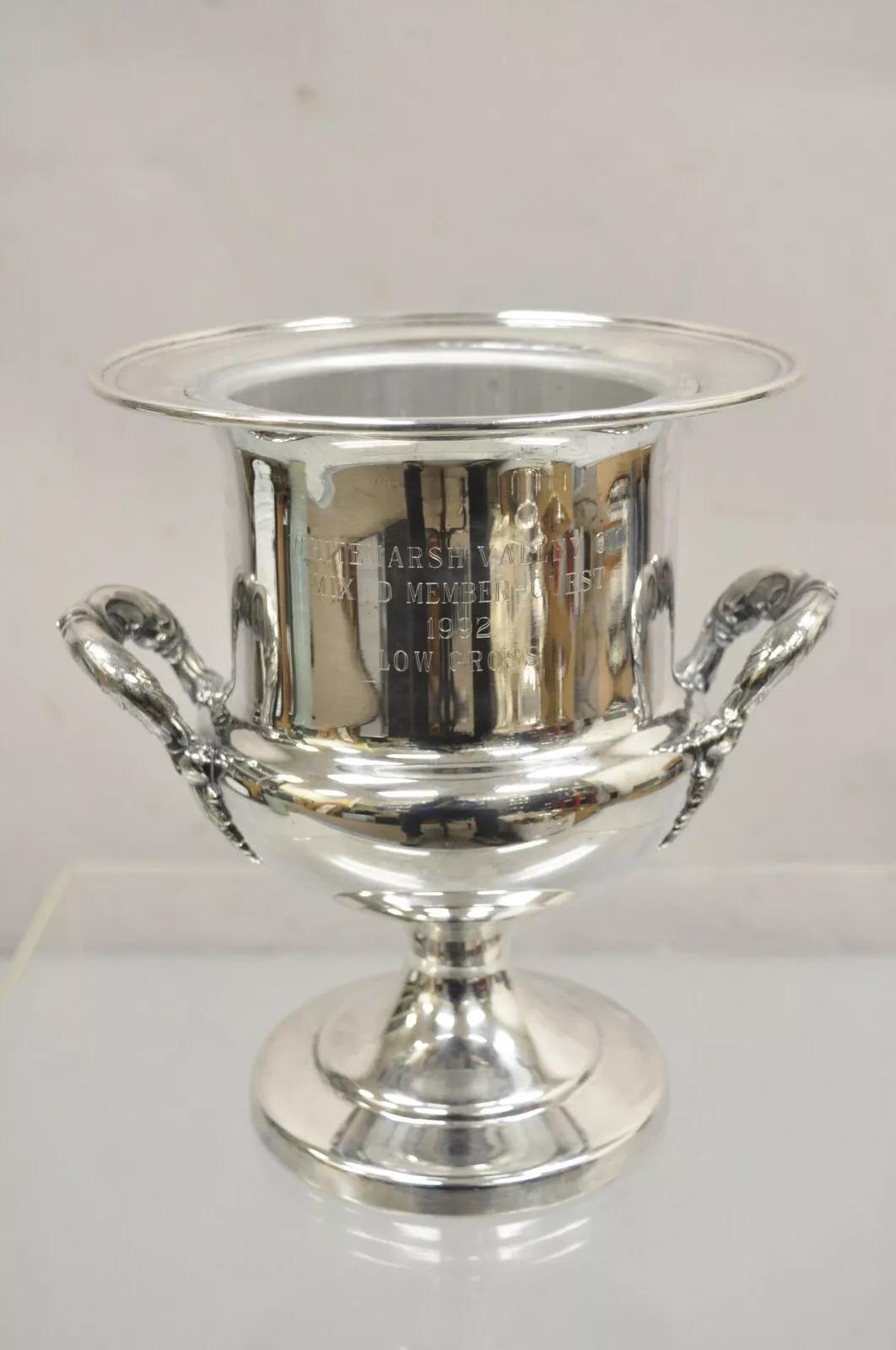 English Regency Style Silver Plated Engraved Champagne Chiller Ice Bucket For Sale 7