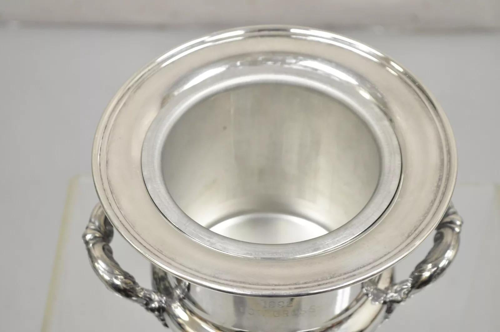 English Regency Style Silver Plated Engraved Champagne Chiller Ice Bucket For Sale 1