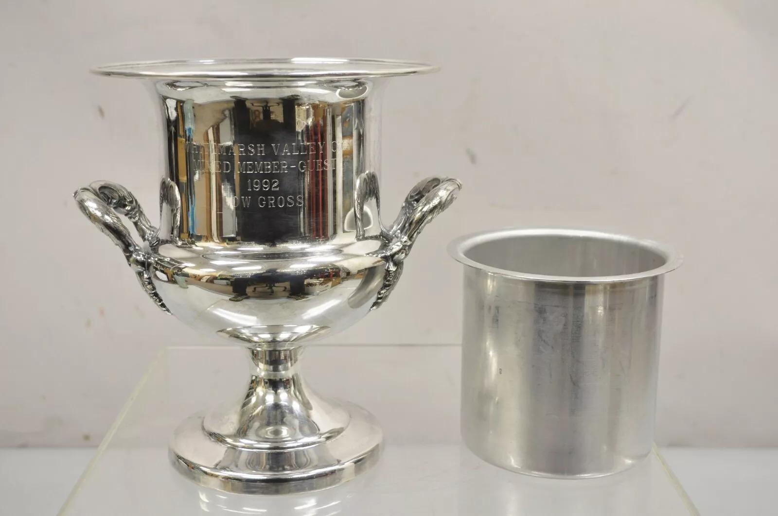 English Regency Style Silver Plated Engraved Champagne Chiller Ice Bucket For Sale 4