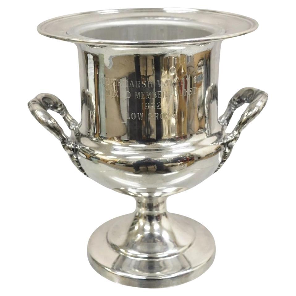 English Regency Style Silver Plated Engraved Champagne Chiller Ice Bucket