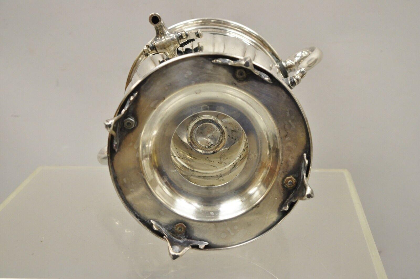 English Regency Style Silver Plated Urn Coffee Dispenser Samovar Pot and Burner 5