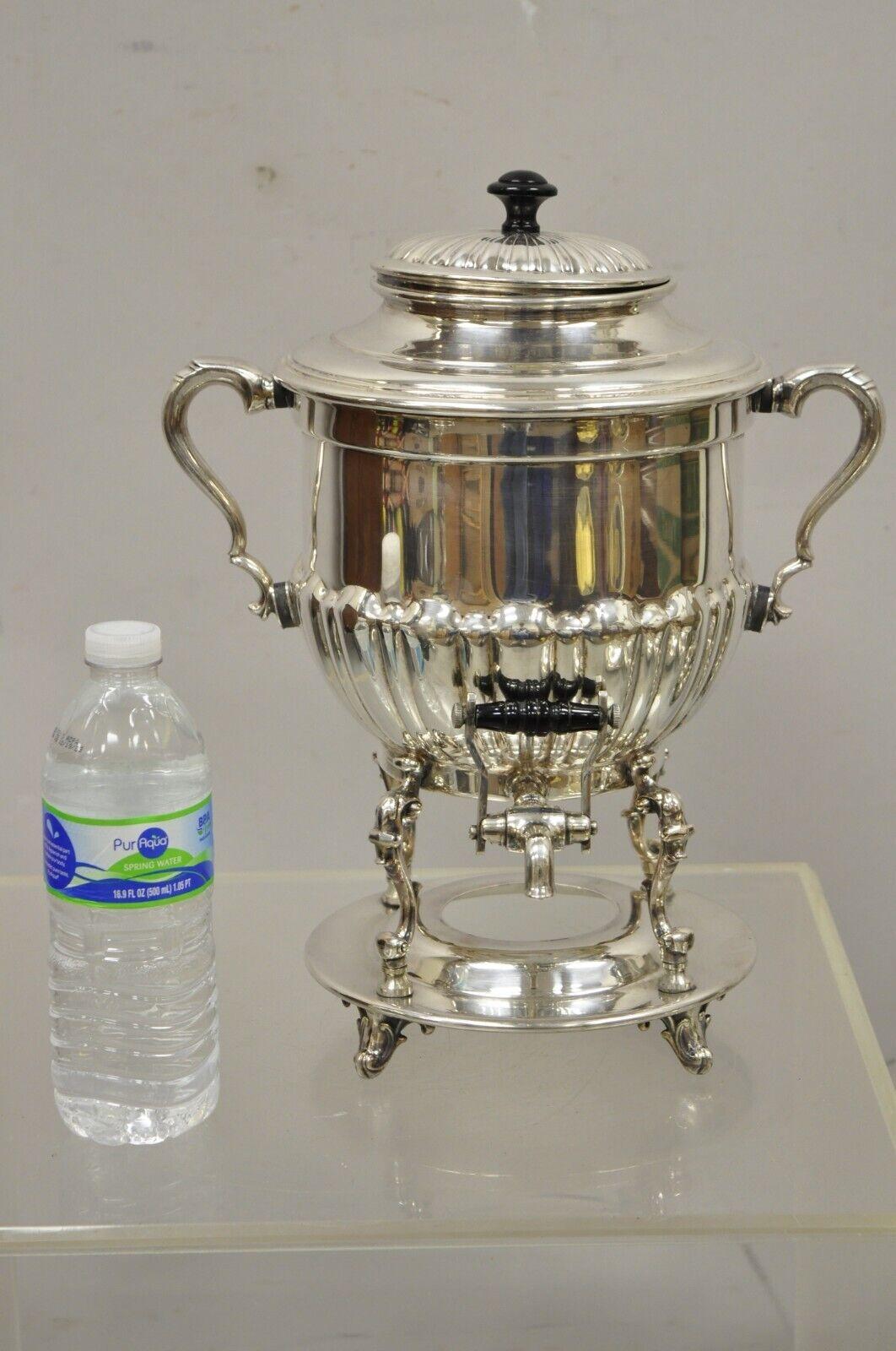 English Regency Style Silver Plated Urn Coffee Dispenser Samovar Pot and Burner 6