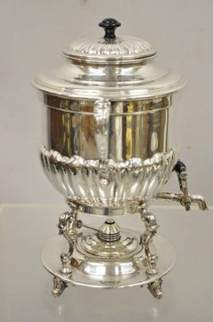 English Regency Style Silver Plated Urn Coffee Dispenser Samovar Pot and Burner