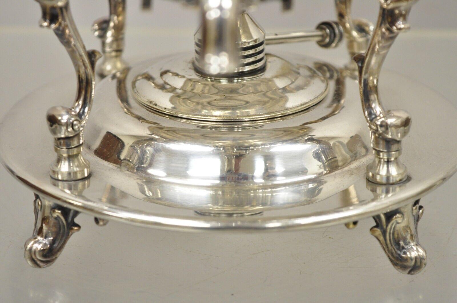 English Regency Style Silver Plated Urn Coffee Dispenser Samovar Pot and Burner In Good Condition In Philadelphia, PA