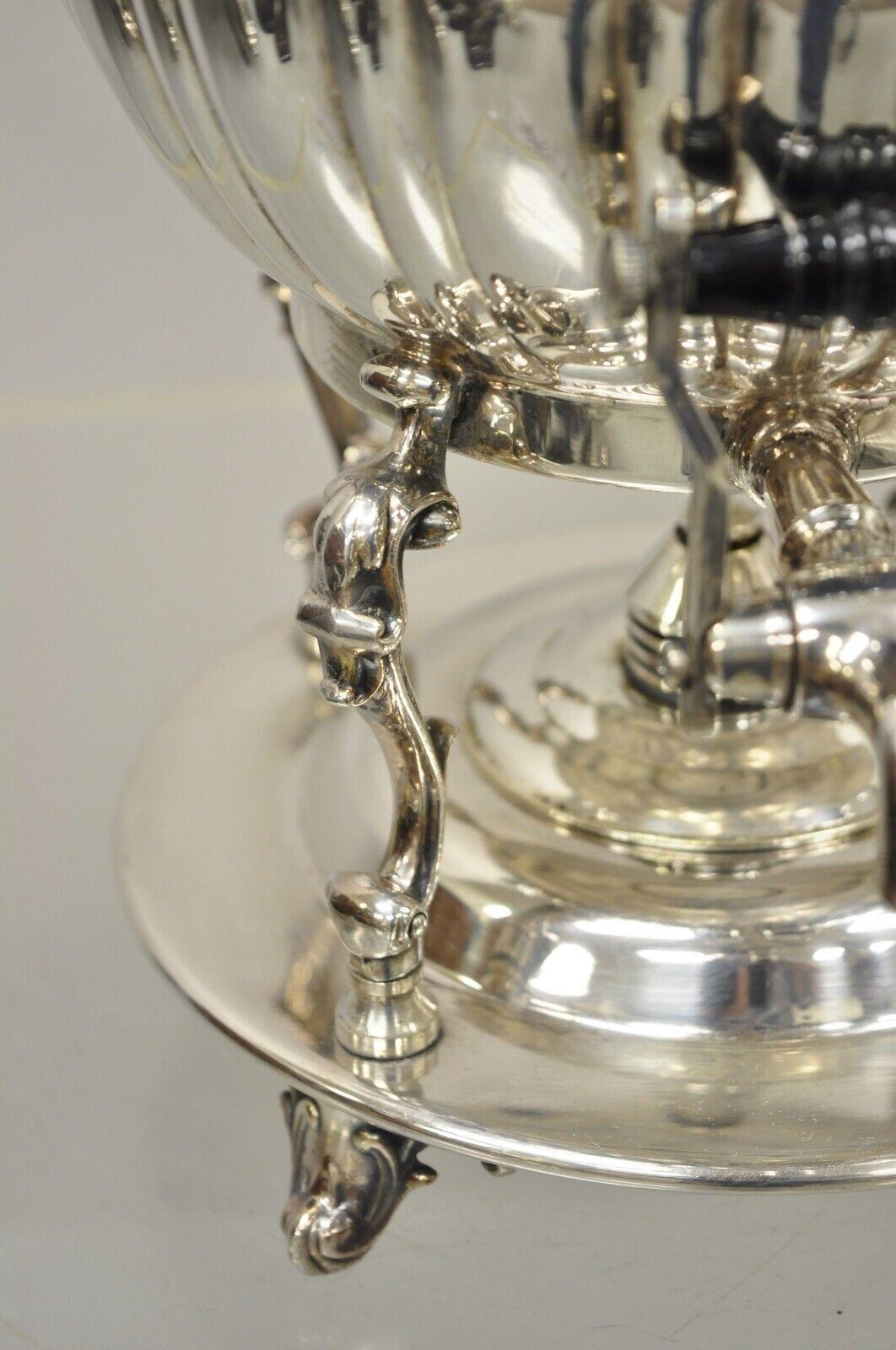 English Regency Style Silver Plated Urn Coffee Dispenser Samovar Pot and Burner 2