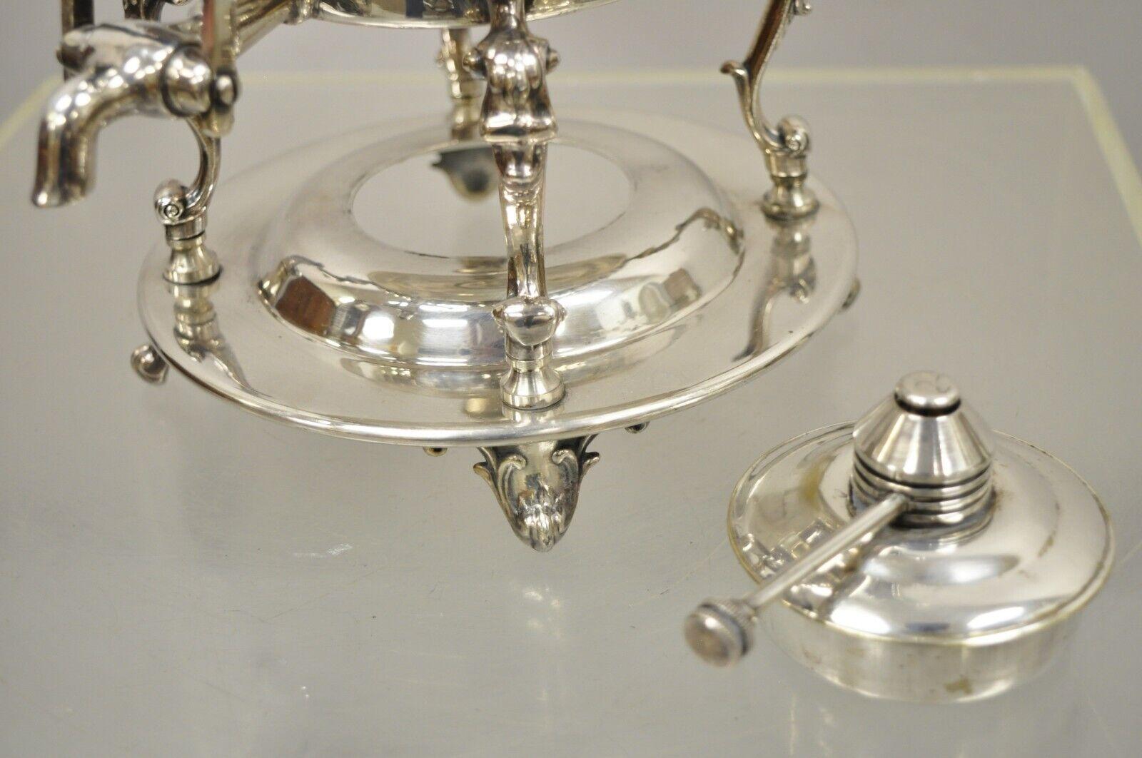 English Regency Style Silver Plated Urn Coffee Dispenser Samovar Pot and Burner 3