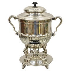 English Regency Style Silver Plated Urn Coffee Dispenser Samovar Pot and Burner