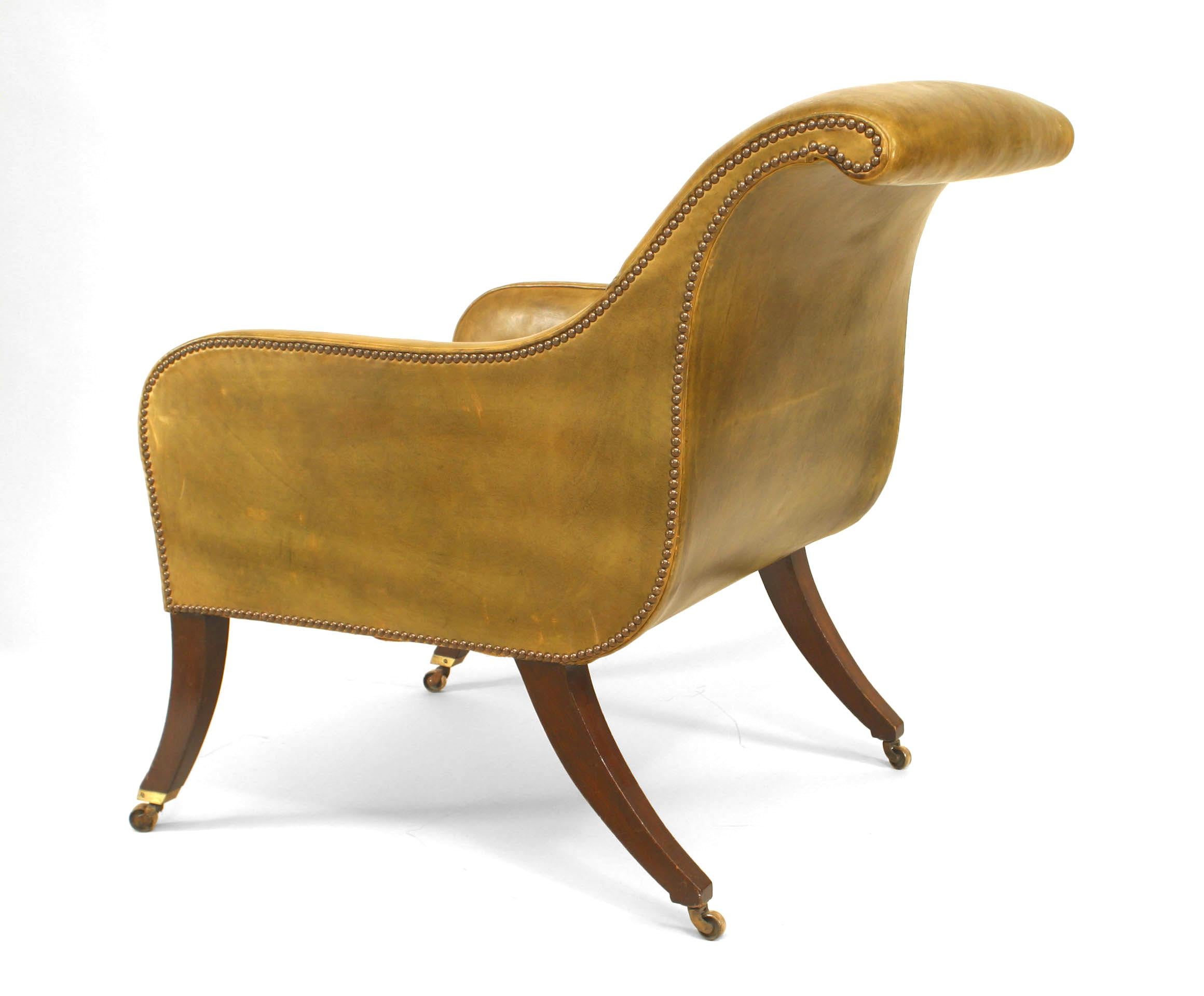 English Regency Style Sleigh Back Club Chair (20. Jahrhundert)