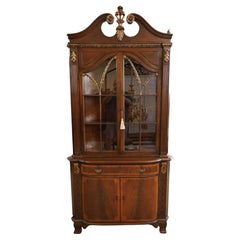 English Regency Style Solid Flame Mahogany Corner Cabinet