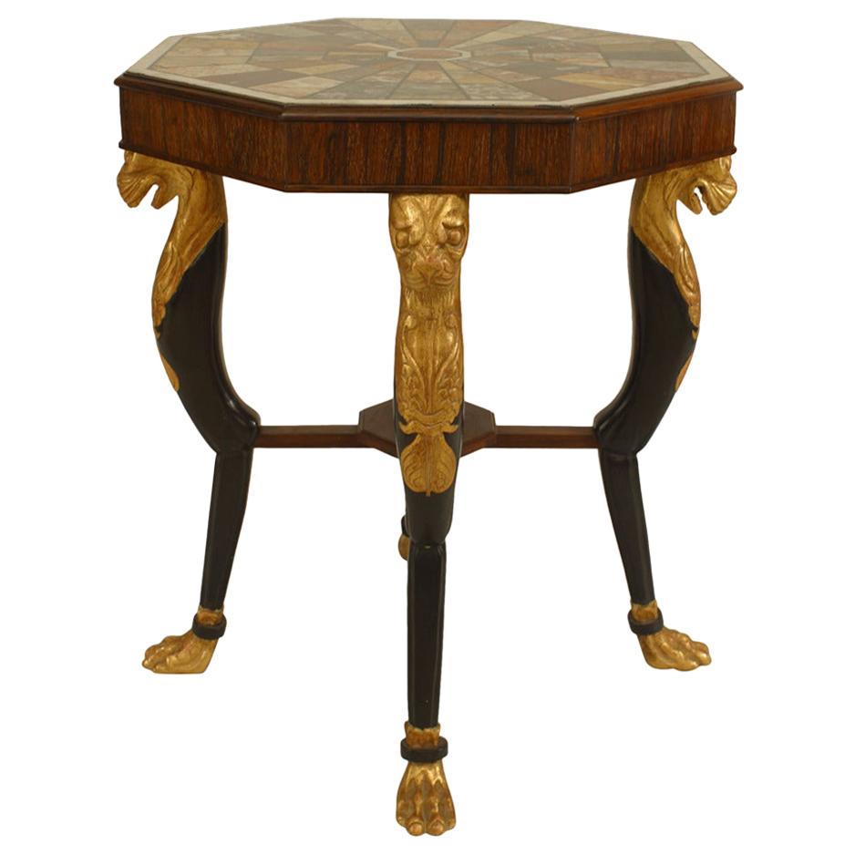 English Regency Rosewood and Gilt End Tables For Sale