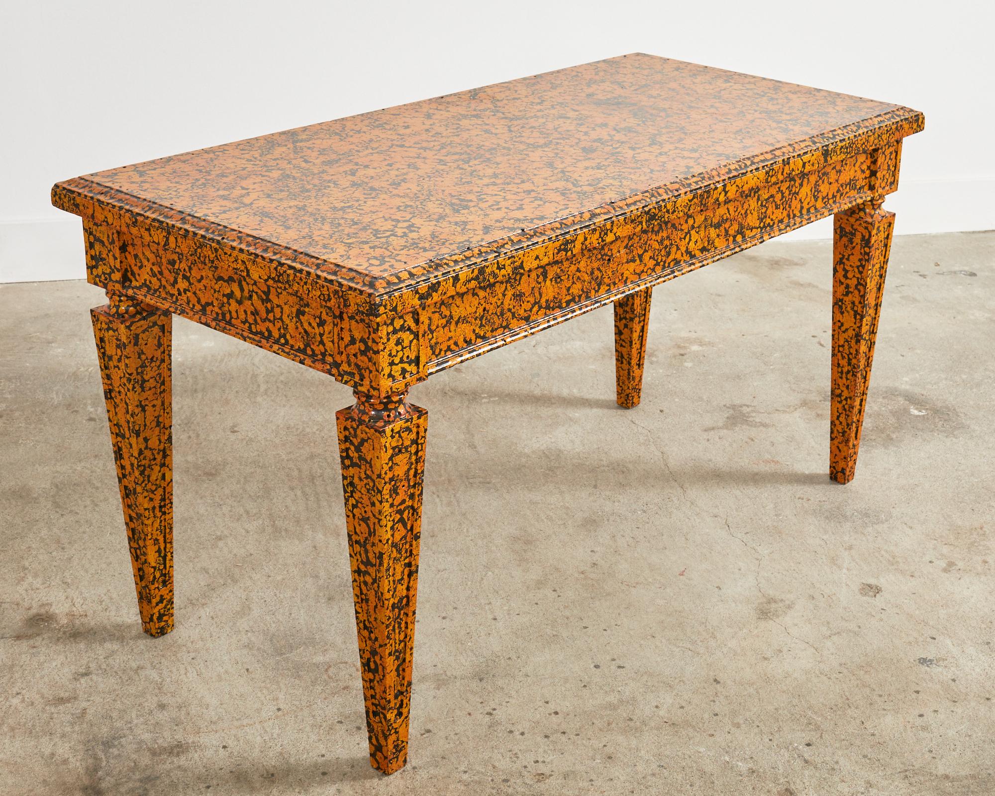English Regency Style Speckled Library Table by Ira Yeager For Sale 3