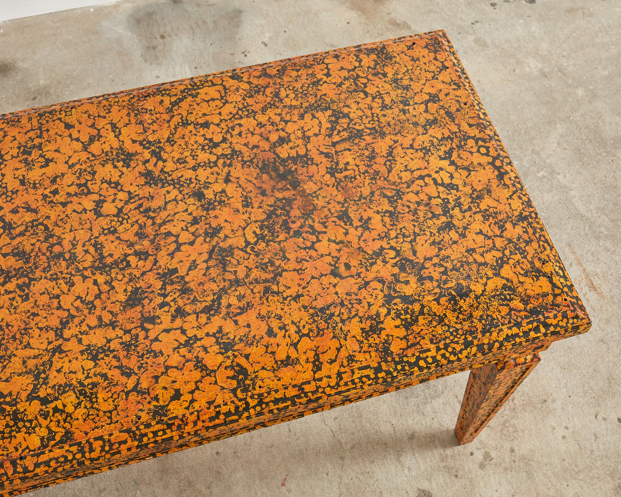 20th Century English Regency Style Speckled Library Table by Ira Yeager For Sale