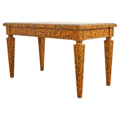 Vintage English Regency Style Speckled Library Table by Ira Yeager