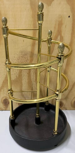 English Regency Style 'Spiral' Brass & Iron Umbrella/ Cane Stand