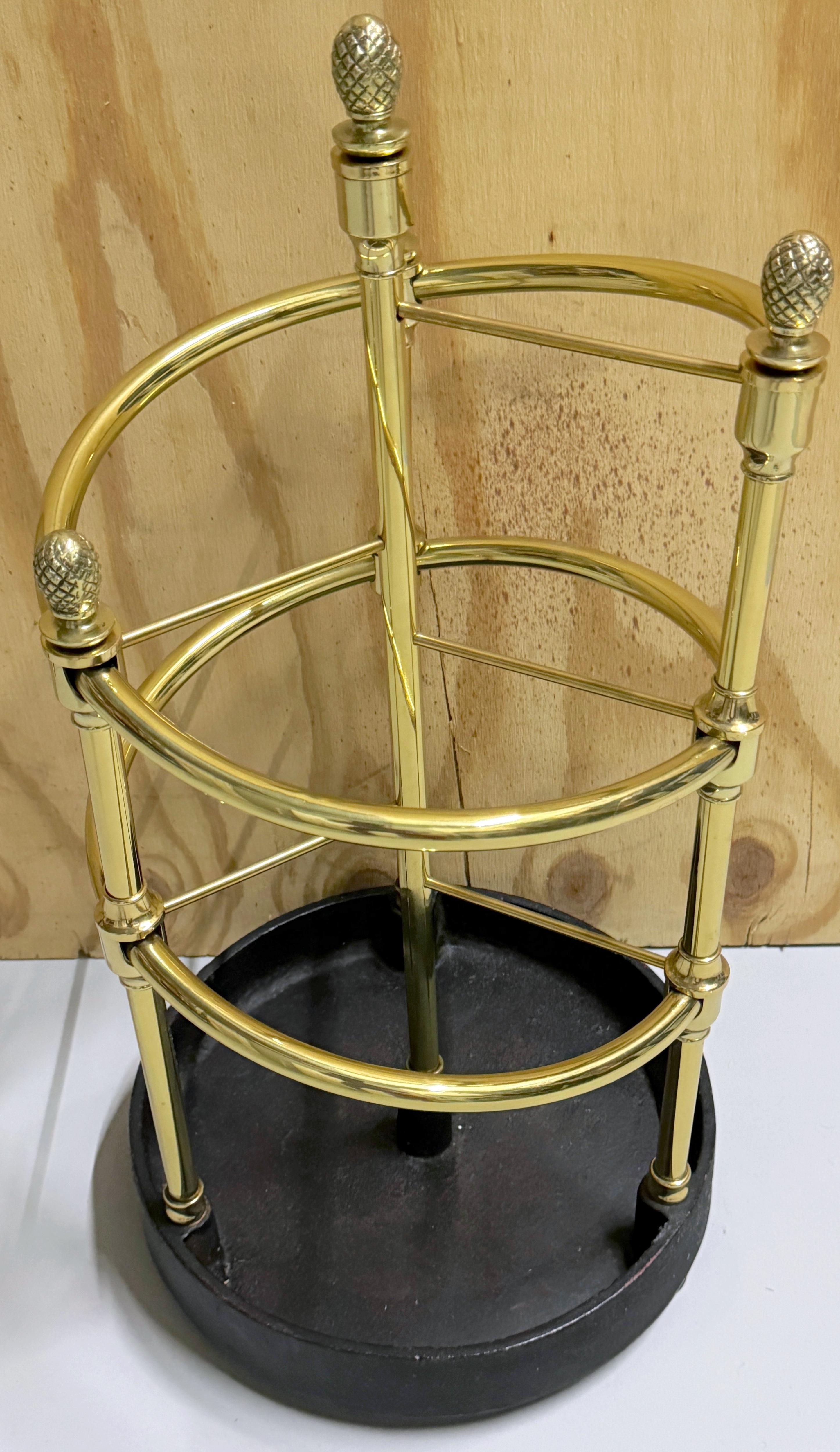 20th Century English Regency Style 'Spiral' Brass & Iron Umbrella/ Cane Stand   For Sale