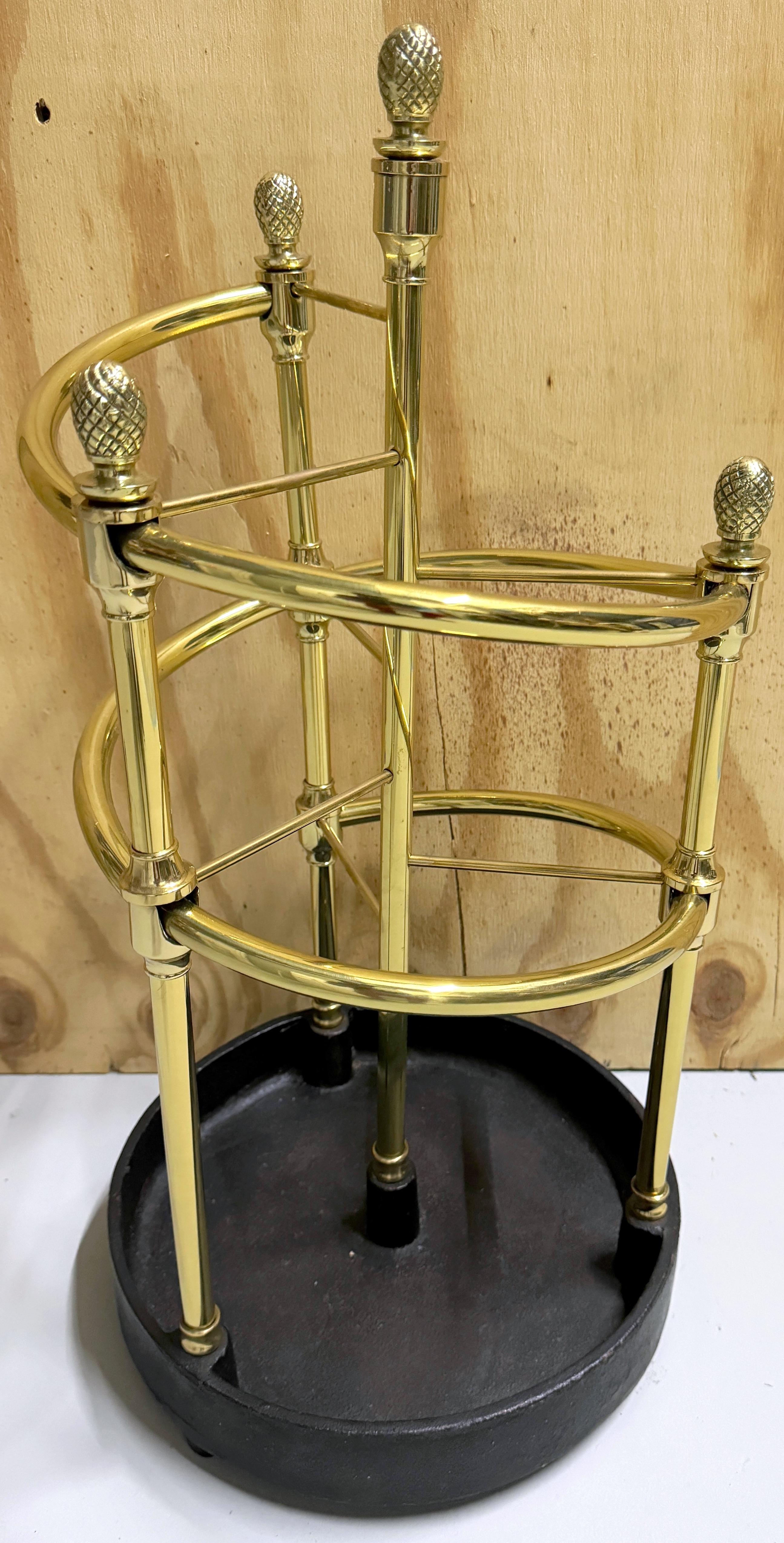English Regency Style 'Spiral' Brass & Iron Umbrella/ Cane Stand   For Sale 3
