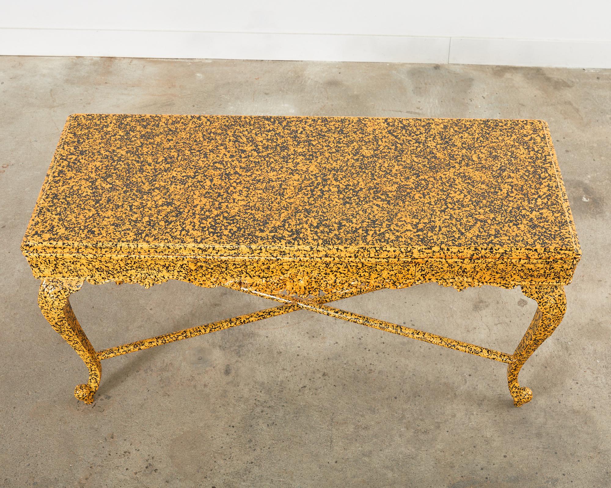 Lacquered English Regency Style Spreckled Console by Artist Ira Yeager For Sale
