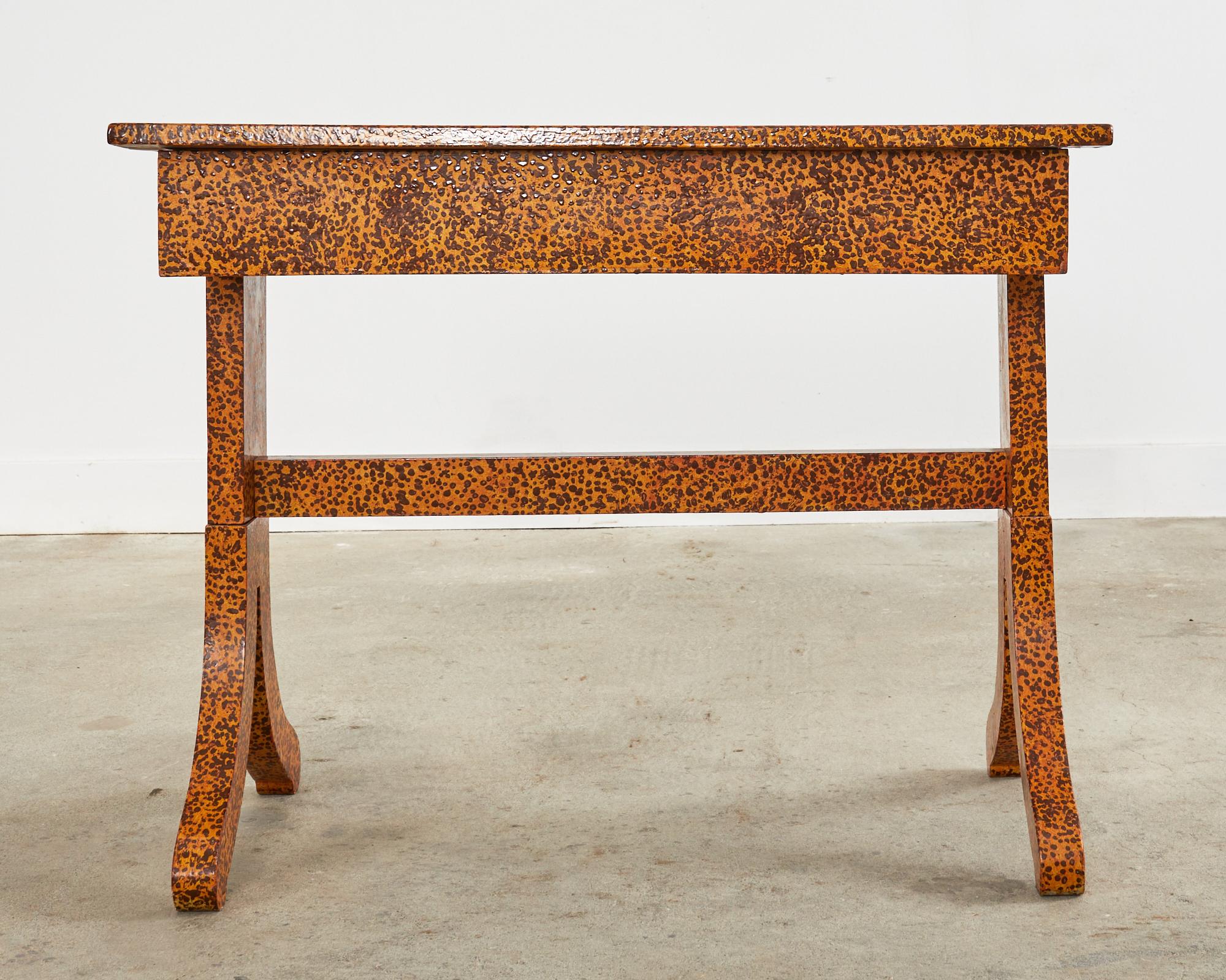 Lacquered English Regency Style Table Lacquer Speckled by Artist Ira Yeager For Sale