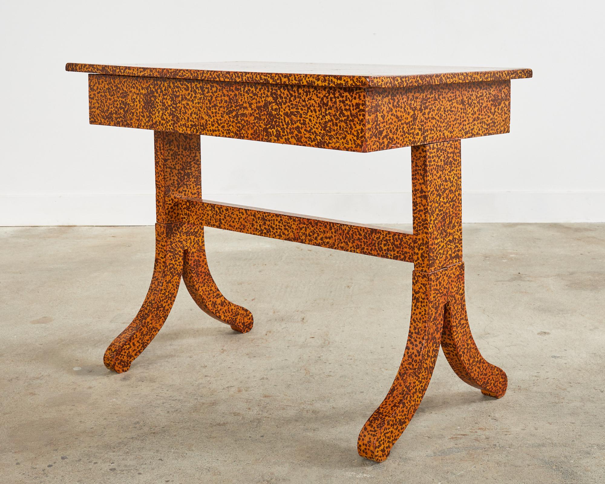 20th Century English Regency Style Table Lacquer Speckled by Artist Ira Yeager For Sale