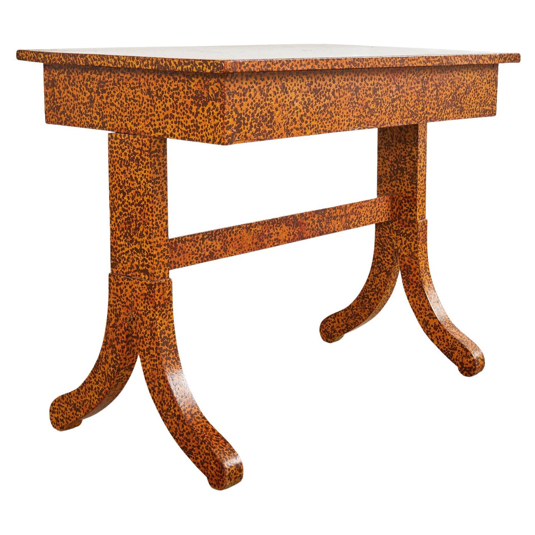 English Regency Style Table Lacquer Speckled by Artist Ira Yeager