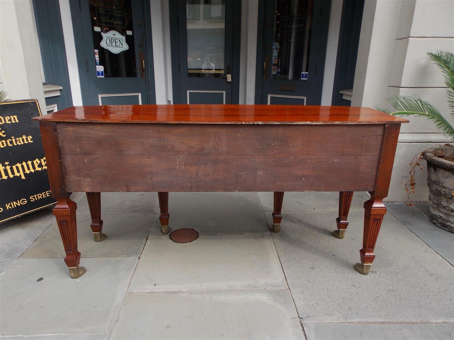 English Regency Style Teak Bow Front and Brass Hairy Paw Sideboard, Circa 1870 For Sale 10
