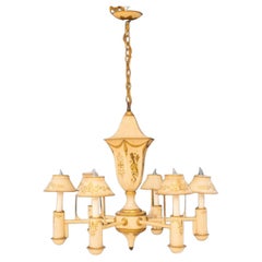 Vintage English Regency Style Tole Six-Light Chandelier