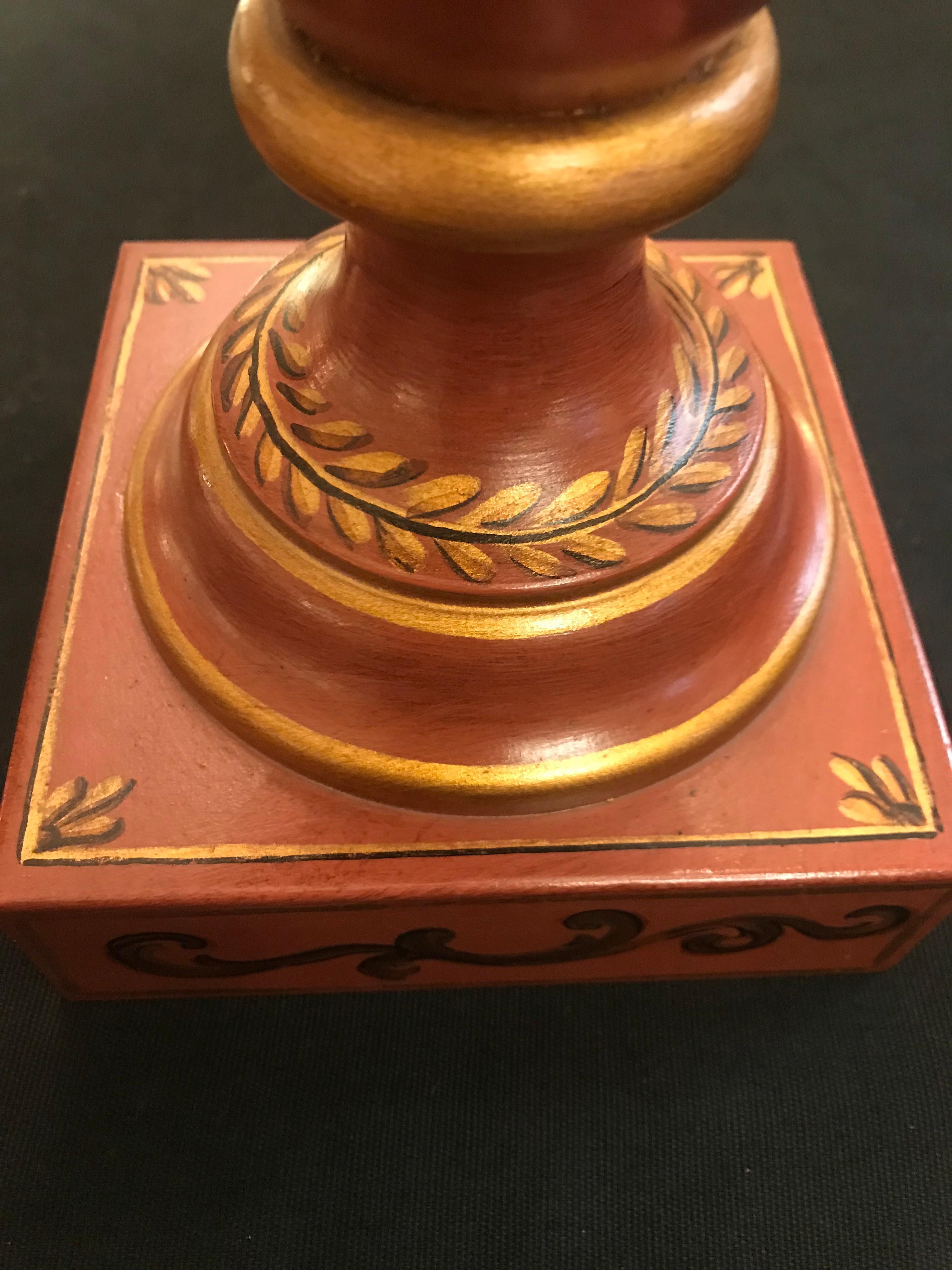 Laminated English Regency Style Hand-Painted Toleware Lamp By Gherardo Degli Albizzi  For Sale