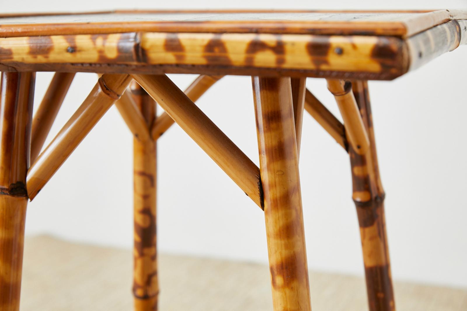 English Regency Style Tortoiseshell Bamboo Decoupage Zebra Table 9