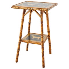 English Regency Style Tortoiseshell Bamboo Decoupage Zebra Table