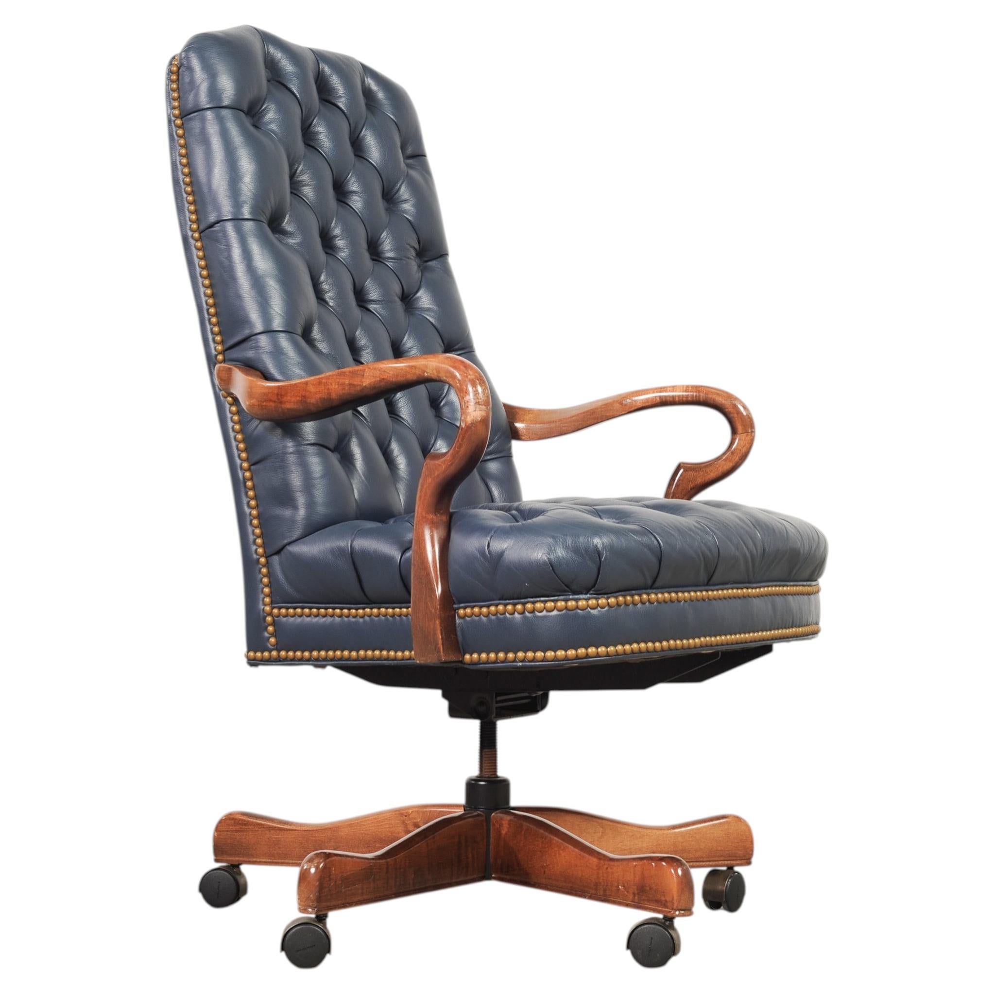 English Regency Style Tufted Leather Executive Office Chair