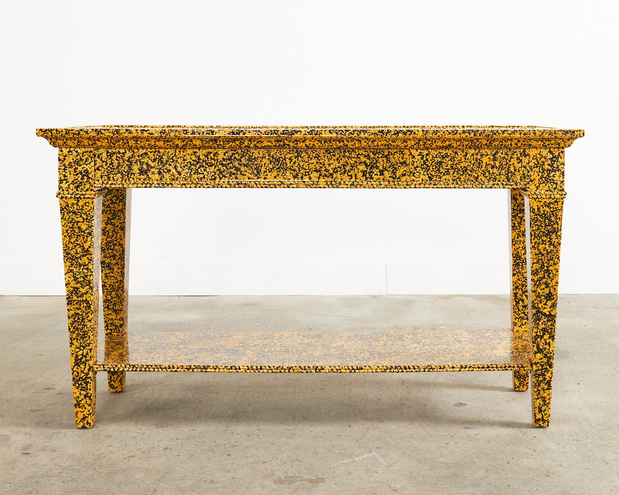 American English Regency Style Two Tier Console Speckled by Ira Yeager For Sale