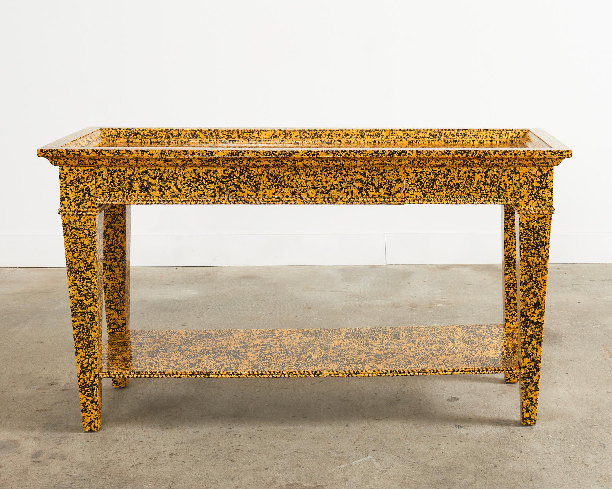 English Regency Style Two Tier Console Speckled by Ira Yeager In Good Condition For Sale In Rio Vista, CA